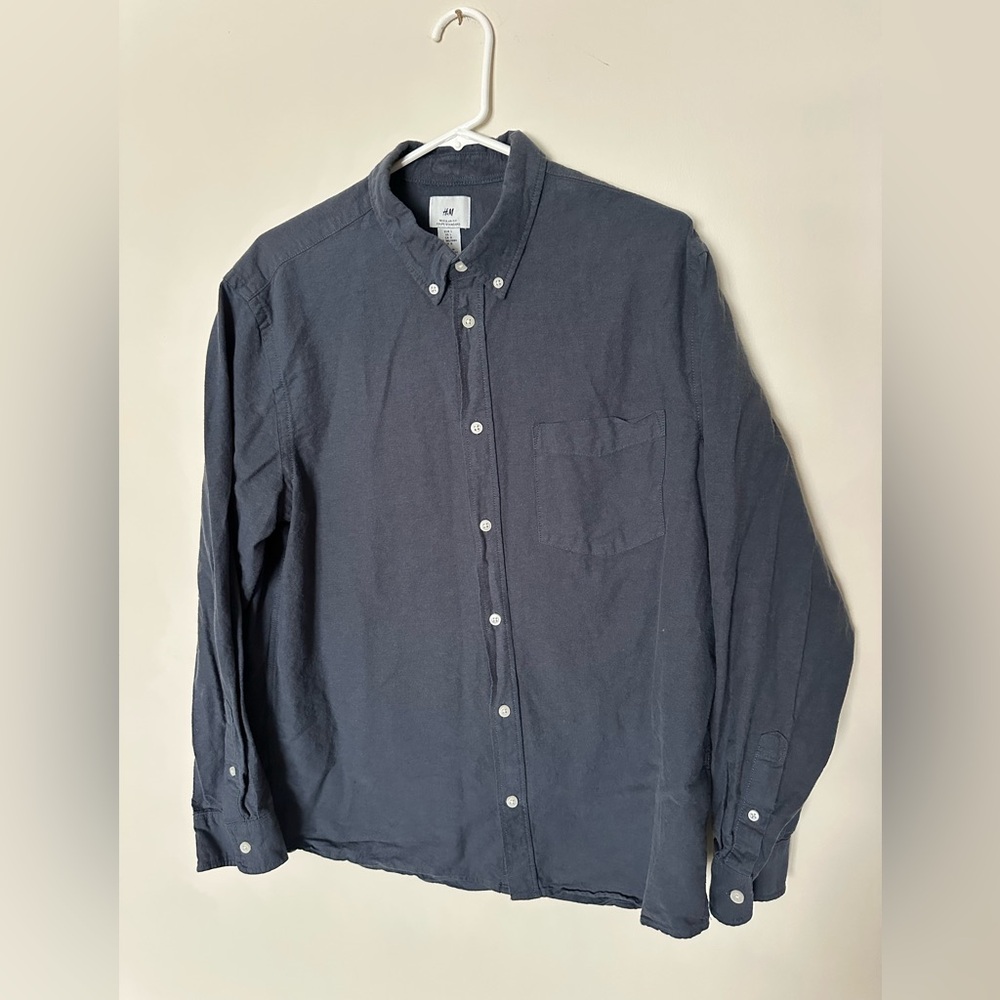 H&M Charcoal ‎ Blue Casual Button-Down Shirt